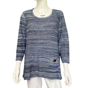JM Collection Blue Knit Long Sleeve Sweater Size 1X